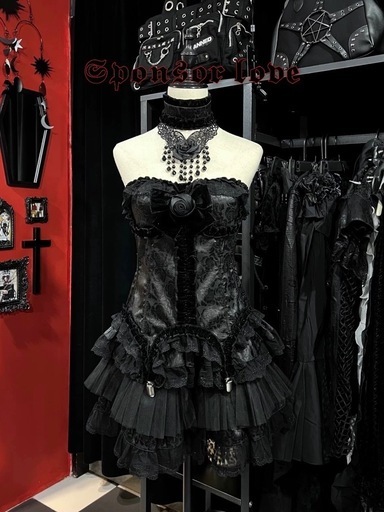 ゴスロリ・ロリータ ブラックコルセットドレス