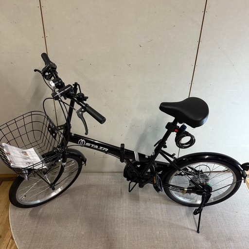 爆売り！ 680】STAIR 前カゴ付き ブラック 折りたたみ自転車 自転車本体