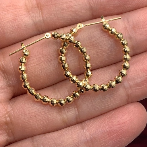 K18 ミラーボール　フープピアス　2.4g 両耳