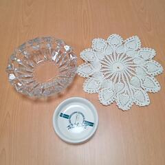 灰皿セット【ガラス＆陶器＆レース】の画像
