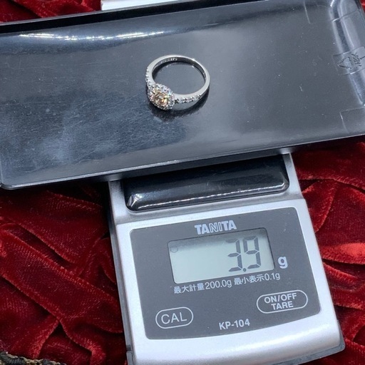 Pt900 K18 ダイヤリング　3.9g ダイヤ 0.55ct 0.45ct