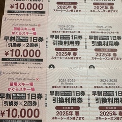Mt.Naeba・かぐらの早割1日券、引換券2回分 かぐらスキー場早割1日券 引換券2回分 2024-2025