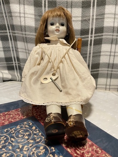 昭和レトロ/オルゴール/サンキョー/人形/ビンテージ/シミあり/毛糸