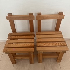 子供用　木の手作り椅子