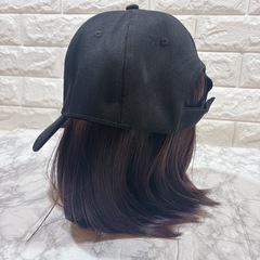 ウィッグ　キャップ付きウィッグ　セミロング　ボブ　帽子　ダークブラウン　小顔　2の画像