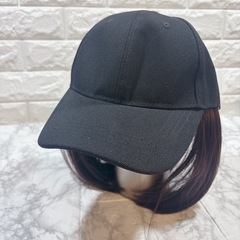 ウィッグ　キャップ付きウィッグ　セミロング　ボブ　帽子　ダークブラウン　小顔　2の画像