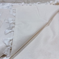 白　テーブルクロス　140㎝×180㎝　ホワイト　撥水　タッセル　汚れ防止　9の画像