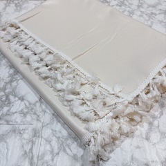 白　テーブルクロス　140㎝×180㎝　ホワイト　撥水　タッセル　汚れ防止　9の画像