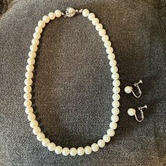 美品　貝パールネックレス　イヤリングセット