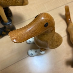 アヒル置物　　木製の画像