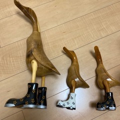 アヒル置物　　木製の画像