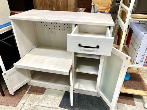 佐藤産業 かわいい レンジ台 キッチン収納 おしゃれ 食器棚 中古 家具 仙台 買取