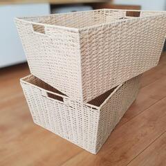 手編み風ペーパーバスケット2個