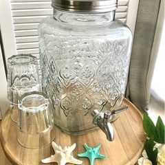 IKEAドリンクサーバー/メイソンジャー5.5L ウッドスタンドセット