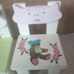 全体の高さ20センチくらいの小さなイス2つ☆手作り品を購入の画像
