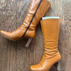 【お話中】本革レトロ　ロングブーツ　23.5センチ