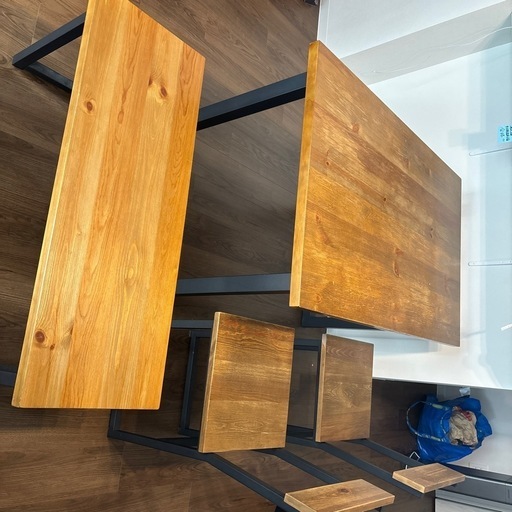 （制約済）無垢×アイアン　ビンテージダイニングセット