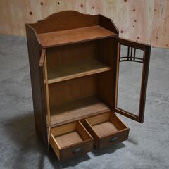 ≪zyt1989ジ≫ 古家具/古道具 本箱 幅54cm ガラス戸両開き 木製キャビネット 飾り棚/本棚/什器/昭和レトロ/ヴィンテージ/アンティーク/中古家具/宮城県仙台市 70215-21の画像