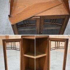 ≪zyt1989ジ≫ 古家具/古道具 本箱 幅54cm ガラス戸両開き 木製キャビネット 飾り棚/本棚/什器/昭和レトロ/ヴィンテージ/アンティーク/中古家具/宮城県仙台市 70215-21の画像