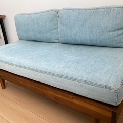 【引取限定】(値下げ済) デニムソファ L字型 Unico Swella ウニコ / unico スウェラ / SWELLA ベンチアーム 片アーム