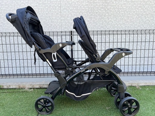 2人乗りベビーカー（美品）カトージ ベビーカー 二人でゴーDX ブラック