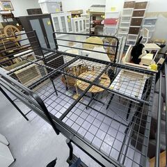 ニトリ ハイベッド セパタ ロフトベッド はしご付き ブラック スチール パイプ 黒 寝具 家具 札幌市手稲区の画像