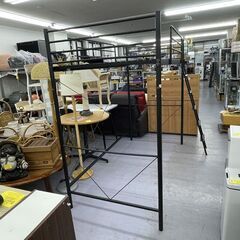 ニトリ ハイベッド セパタ ロフトベッド はしご付き ブラック スチール パイプ 黒 寝具 家具 札幌市手稲区の画像