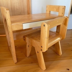 幼児用 木製デスク・チェアセット 傷汚れあり