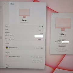 Apple iMac 24インチ (2021) 256GB ピンク | 美品 の画像