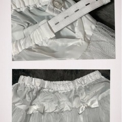 ②新品 子ども 女の子 白 Ｍサイズ　パニエ 3層  レース ハードタイプ   アジャスターゴム  総丈44㎝の画像