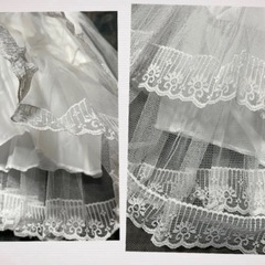 ②新品 子ども 女の子 白 Ｍサイズ　パニエ 3層  レース ハードタイプ   アジャスターゴム  総丈44㎝の画像