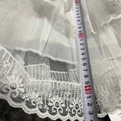 ②新品 子ども 女の子 白 Ｍサイズ　パニエ 3層  レース ハードタイプ   アジャスターゴム  総丈44㎝の画像