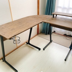 ナフコ コーナーデスク グリードWL L字 ブラウンの画像