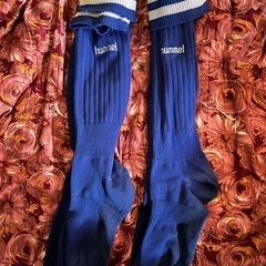 hummel 青　ライン入り 22〜24cm 2組　サッカーソックス