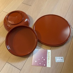 金箔漆器　菓子器　盆セット
の画像