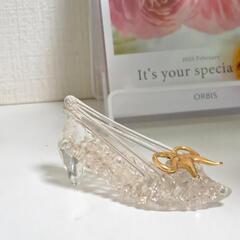 👠ゴールドリボン🎀付き ハイヒールのガラス細工雑貨👠