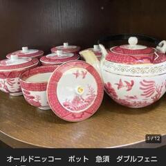 NIKKO ダブルフェニックス ウィロー山水  急須 蓋付き湯呑み揃えの画像