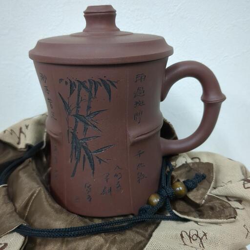 値下げ  竹の絵柄 茶器 布袋・箱付き