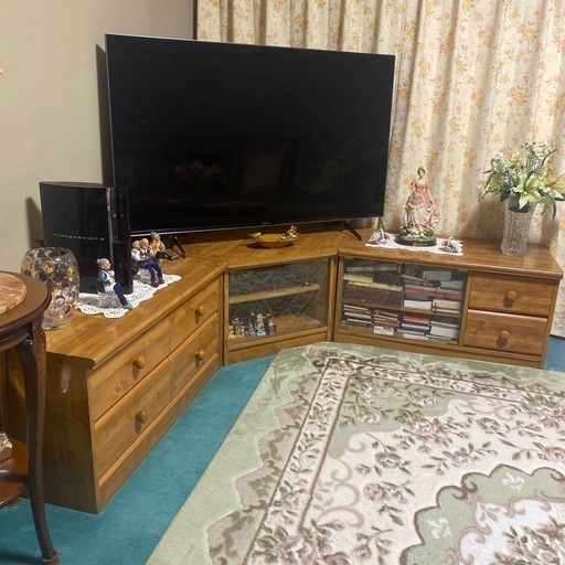 【美品】木製コーナーテレビ台