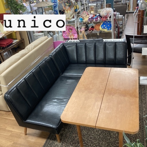 ジモティー限定価格！ S786 ⭐ UNICO ウニコ WYTHE(ワイス) ベンチダイニング3点セット USED 綺麗