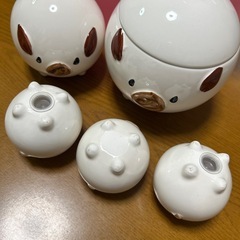 昭和レトロ　豚の調味料入れ　陶器　　インテリアにの画像