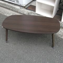 折りたたみテーブル ラポール 楕円(ダークブラウン)