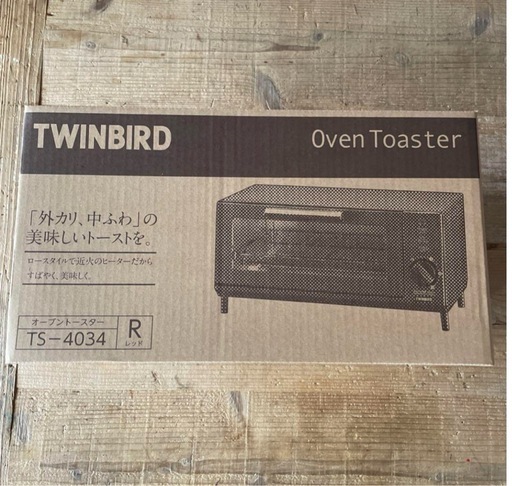 ツインバード トースター オーブントースター 2枚焼き レッド TS-4034R 新品