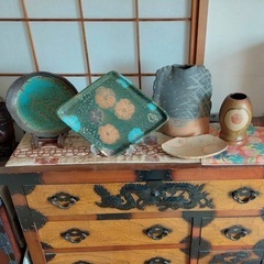 【まとめ売り】陶器　花瓶　壺　皿　インテリア　和モダン　レトロ　...