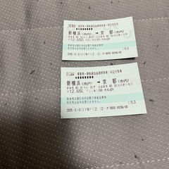 新幹線往復チケット　新横浜から京都　