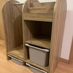 ロウヤ家具　絵本棚付きおもちゃ収納