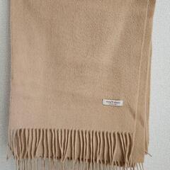 【美品】大判 ウール100% ベージュ マフラーの画像