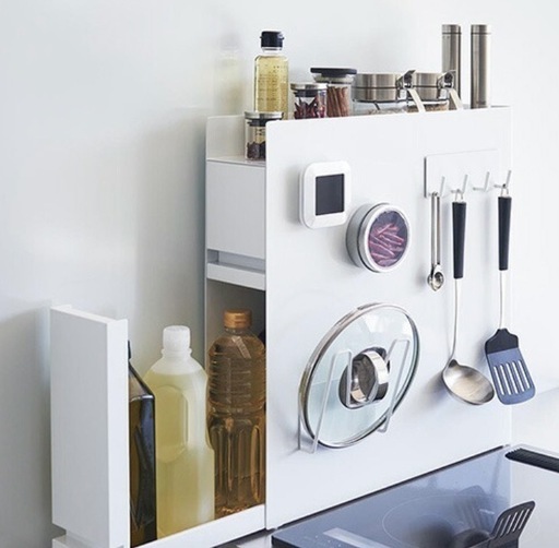 R418 LOWYAキッチンカウンター 食器棚 スライド棚/引出し収納 北欧風