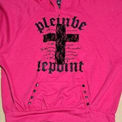 plein beaute L ピンク長袖パーカー フード トレーナー