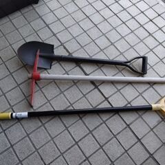鉄製　ガーデニング　スコップ　つるはし　コンパクト　雪かき　セットの画像